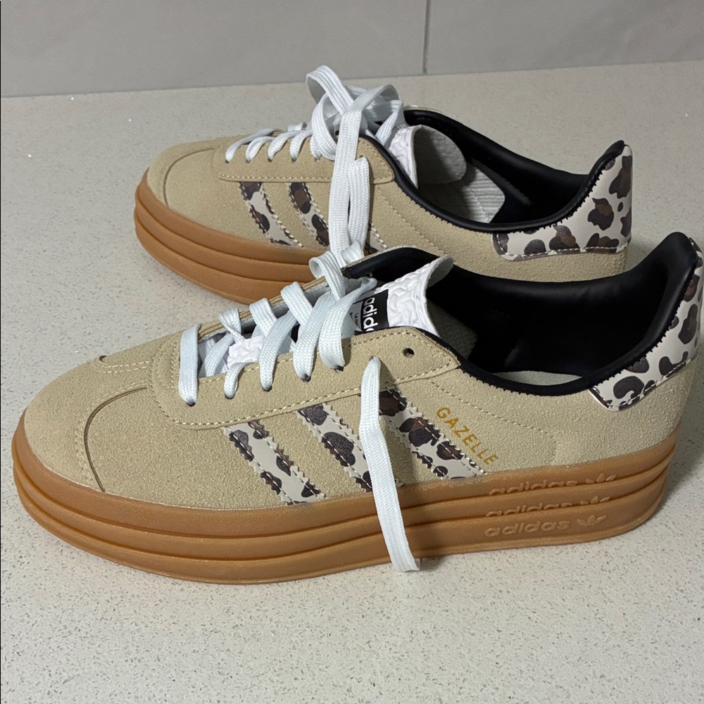 Adidas Women's Gazelle Cream and Brown Sneakers